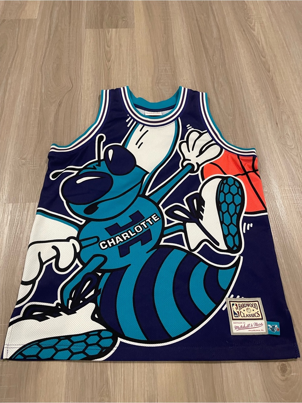 Mitchell & Ness Teal, Navy & White Charlotte Hornets Mesh Jersey